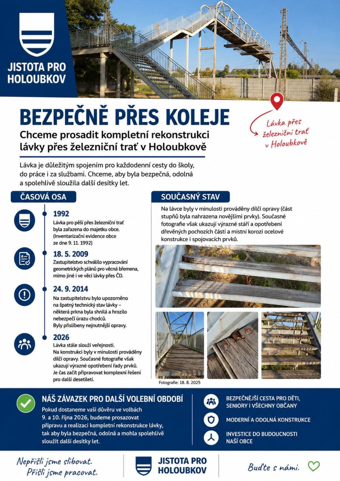 Materiál o lávce přes železniční trať